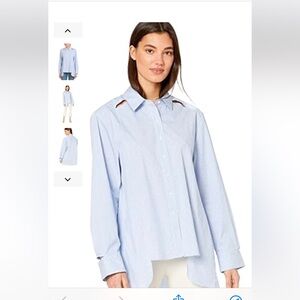 BCBGMaxAziria blue white striped cut out button shirt , oversize Size S